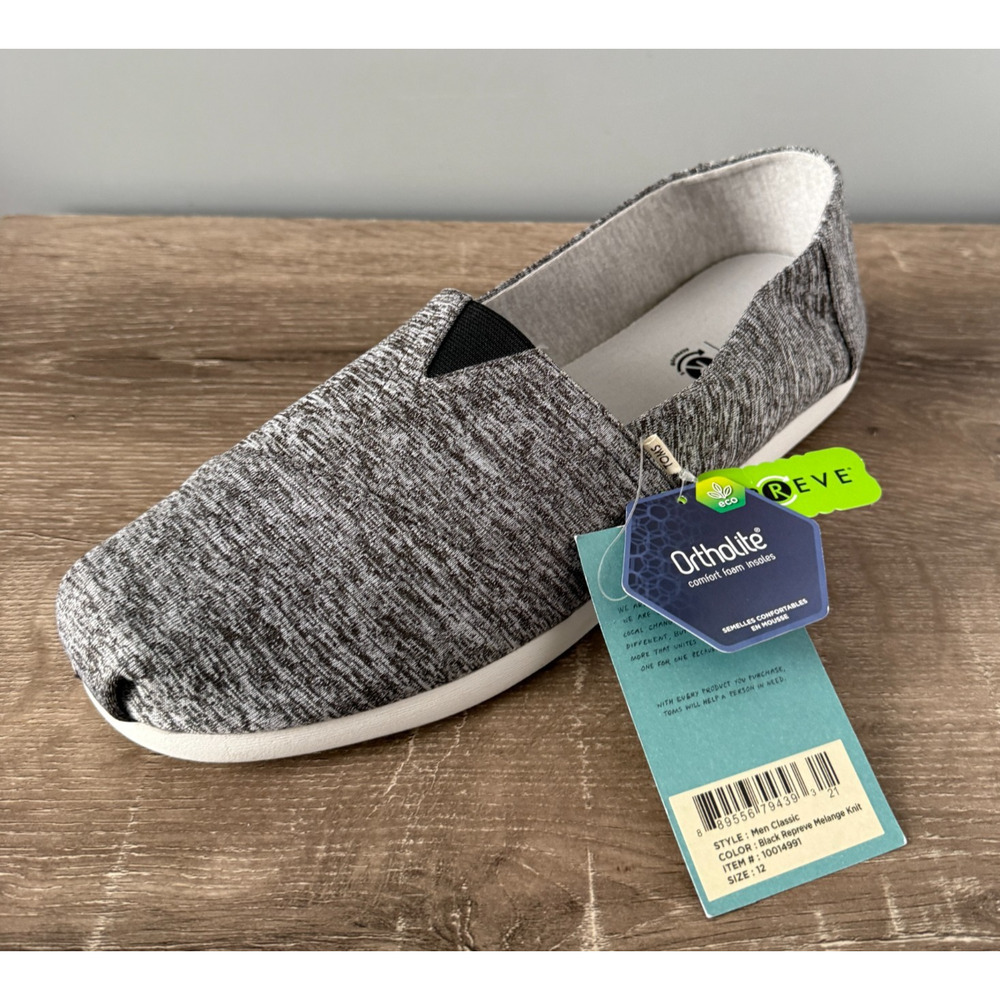 Toms Repreve Melange Knit Slip On Mens Size 12 D Ortholite 10014991 Recycled